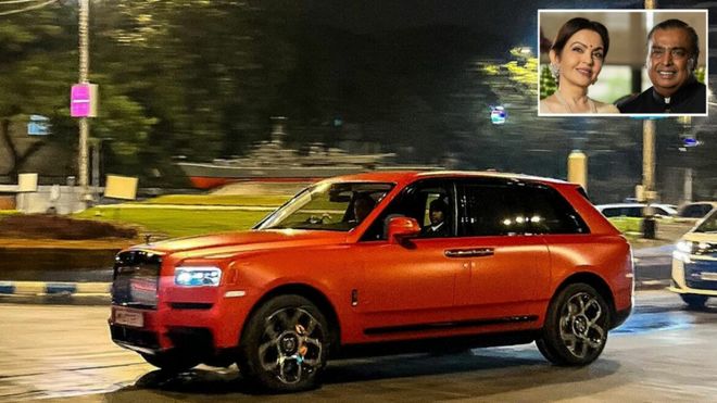 43亿婚礼只是开场！印度首富妻女炫富刷屏珠宝论斤戴座驾搭防弹(图10)